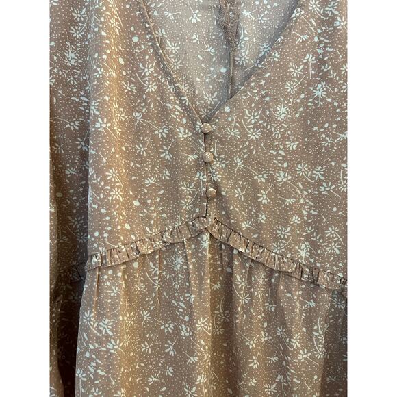 Wishlist Mauve Blush Ruffle Peplum Blouse Size Medium - Picture 6 of 9